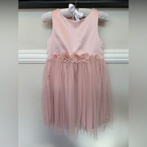 H&M Blush Pink Sleeveless Kids Tulle Dress with Floral Waist